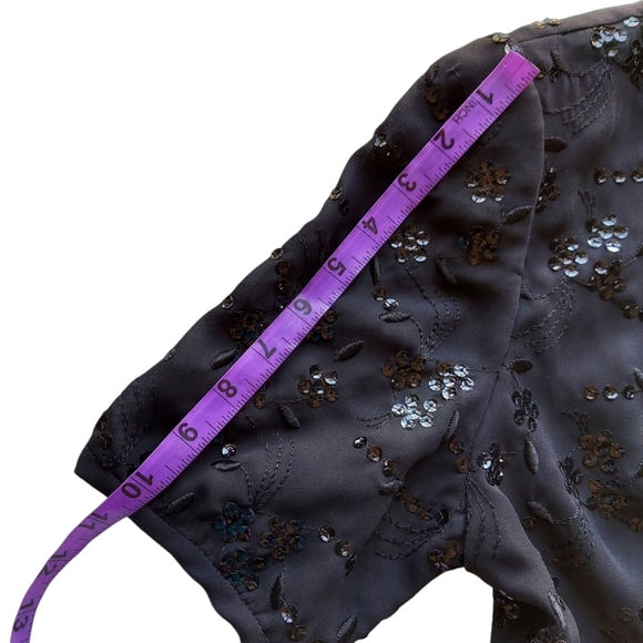 Vintage Sequined Julian Wilder Little Black Dress Empire Dress Full Skirt - Picture 15 of 16